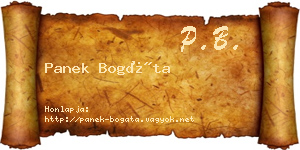 Panek Bogáta névjegykártya